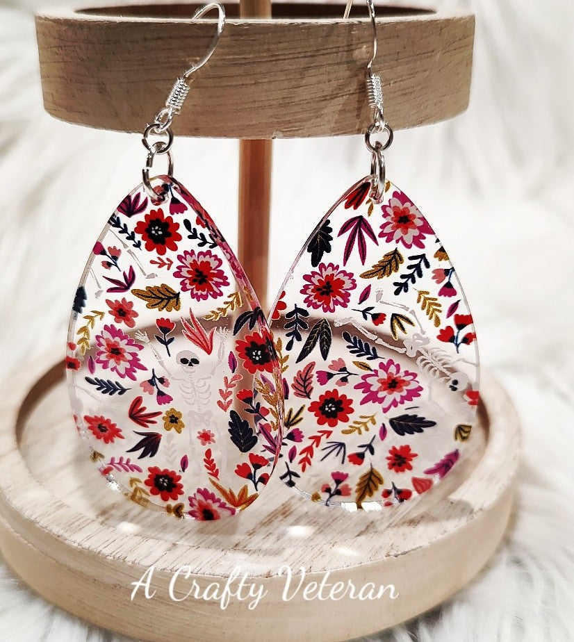 Floral Skeletons Earrings ACraftyVeteran