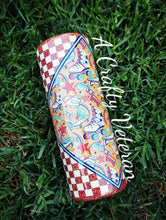 Load image into Gallery viewer, Vintage style skates and checkerboard Vinyl &amp; Glitter  tumbler
