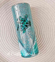 Load image into Gallery viewer, Turtle &amp; Waves 20oz- Vinyl and Glitter Tumbler
