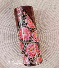 Load image into Gallery viewer, Pink Flowers &amp; Cheetah print 20oz- Vinyl and Foils Tumbler

