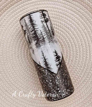 Load image into Gallery viewer, Foggy Forest 20oz- Vinyl and Glitter Tumbler
