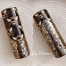 Load image into Gallery viewer, Black &amp; Gold Bees 20oz- Vinyl and Foils Tumbler
