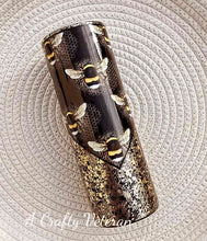 Load image into Gallery viewer, Black &amp; Gold Bees 20oz- Vinyl and Foils Tumbler
