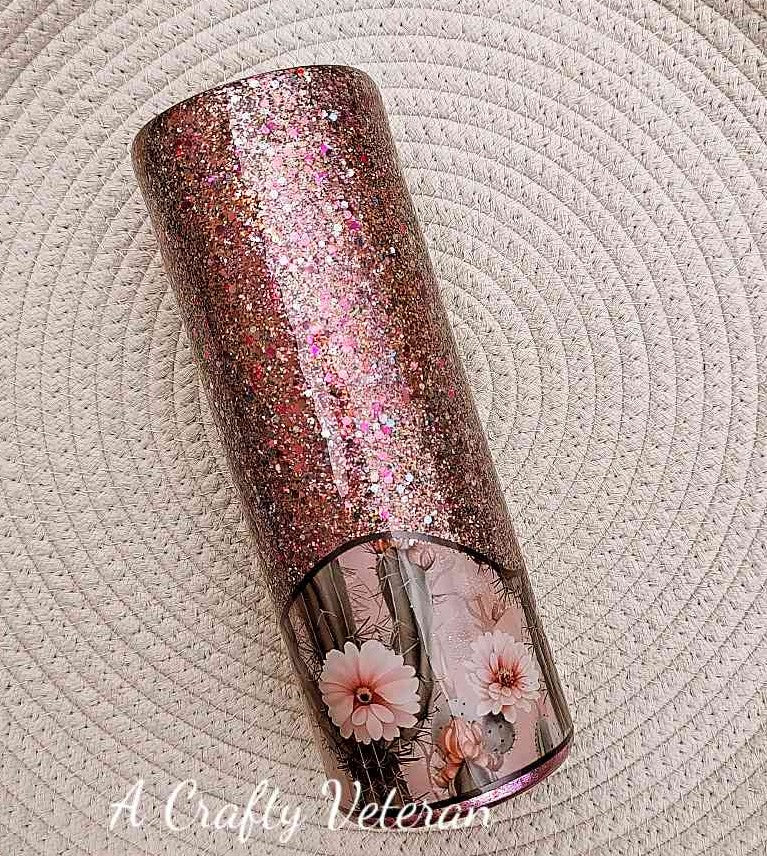 Cactus 20oz- Vinyl and Glitter Tumbler- Wave