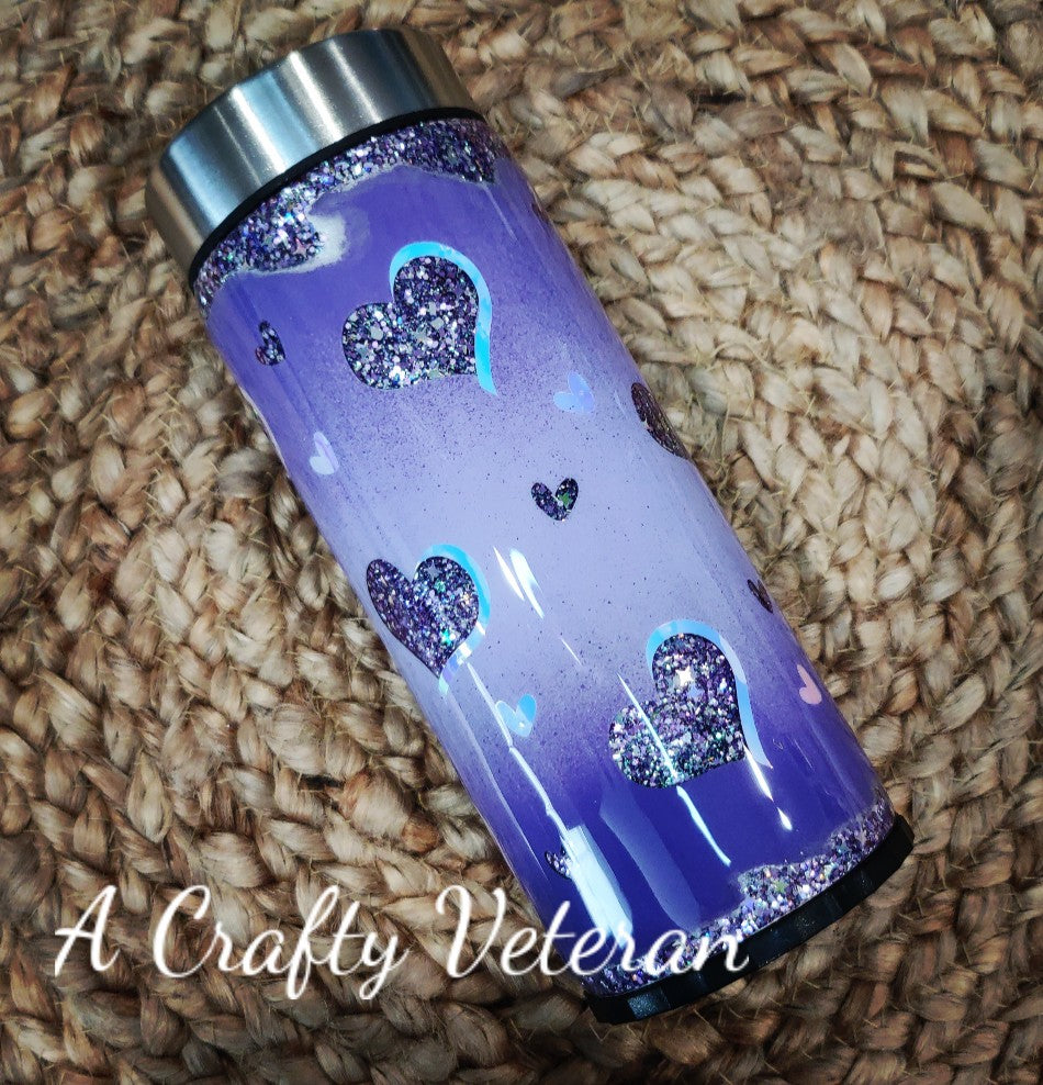 12oz Purple Hearts Skinny Can Cooler