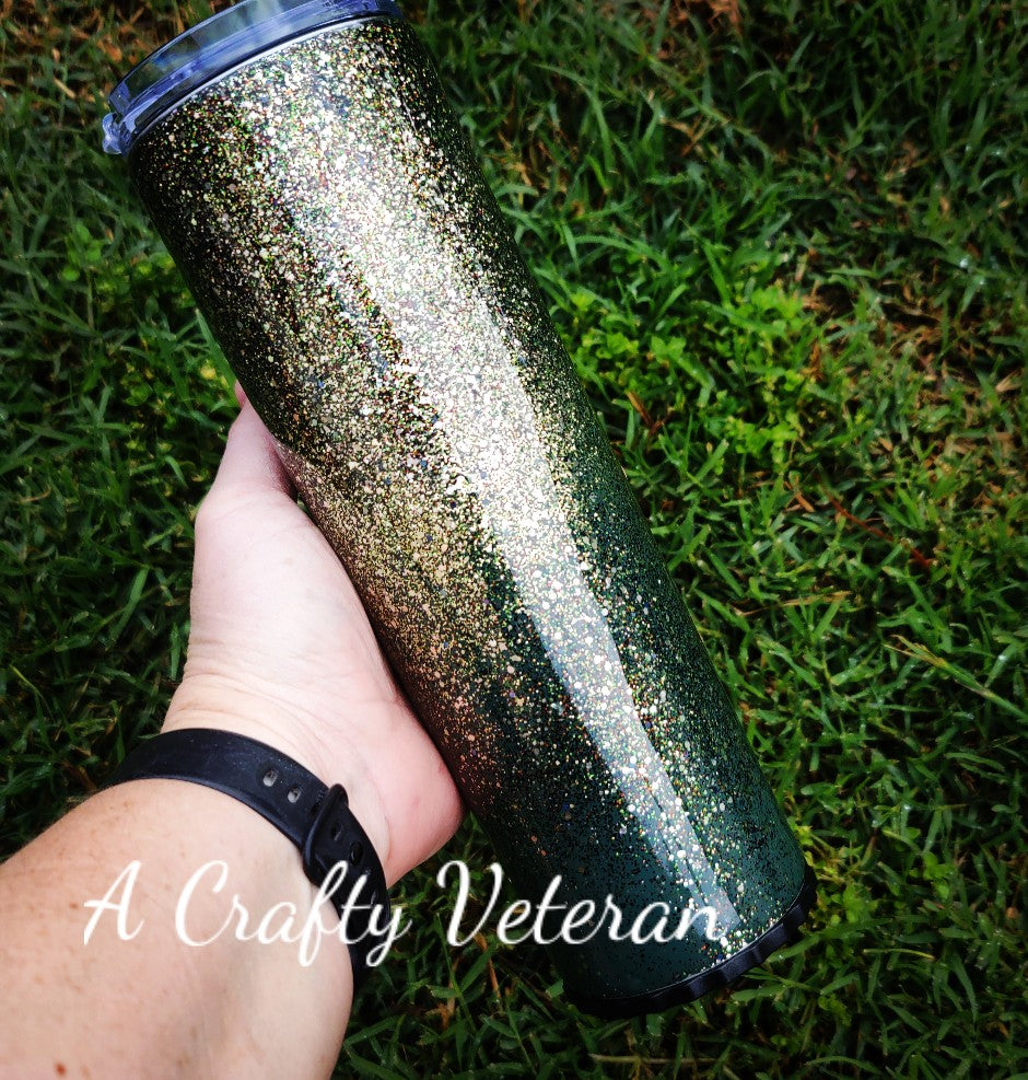 30oz Green and Gold waterfall style tumbler
